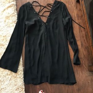 Black lace up dress